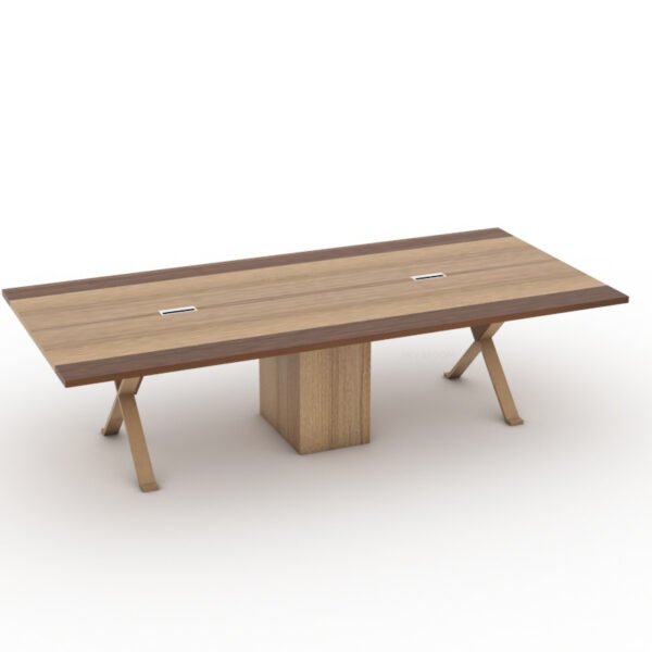 Meeting table with wooden legs
