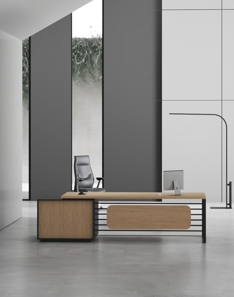 1-466-1-1.jpg Cube Straight Manager Desk (Black Leg) - Image 1