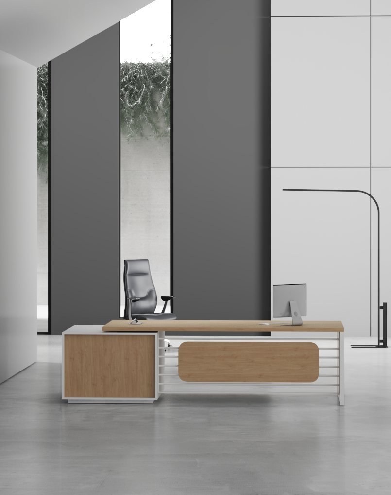 1-505-1.jpg Cube Straight Manager Desk (White Leg) - Image 1