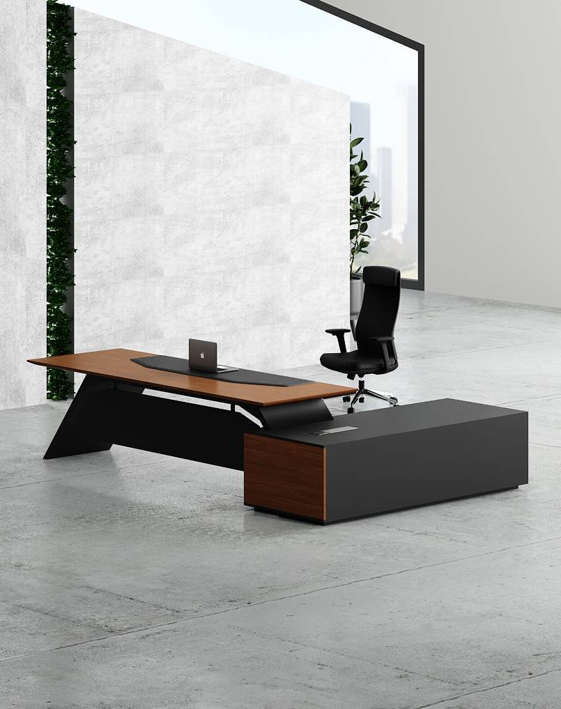 21-22-1.jpg Orange CEO Executive Desk (Black Leg) - Image 1