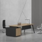 Orange Straight Manager Desk (Black Leg)