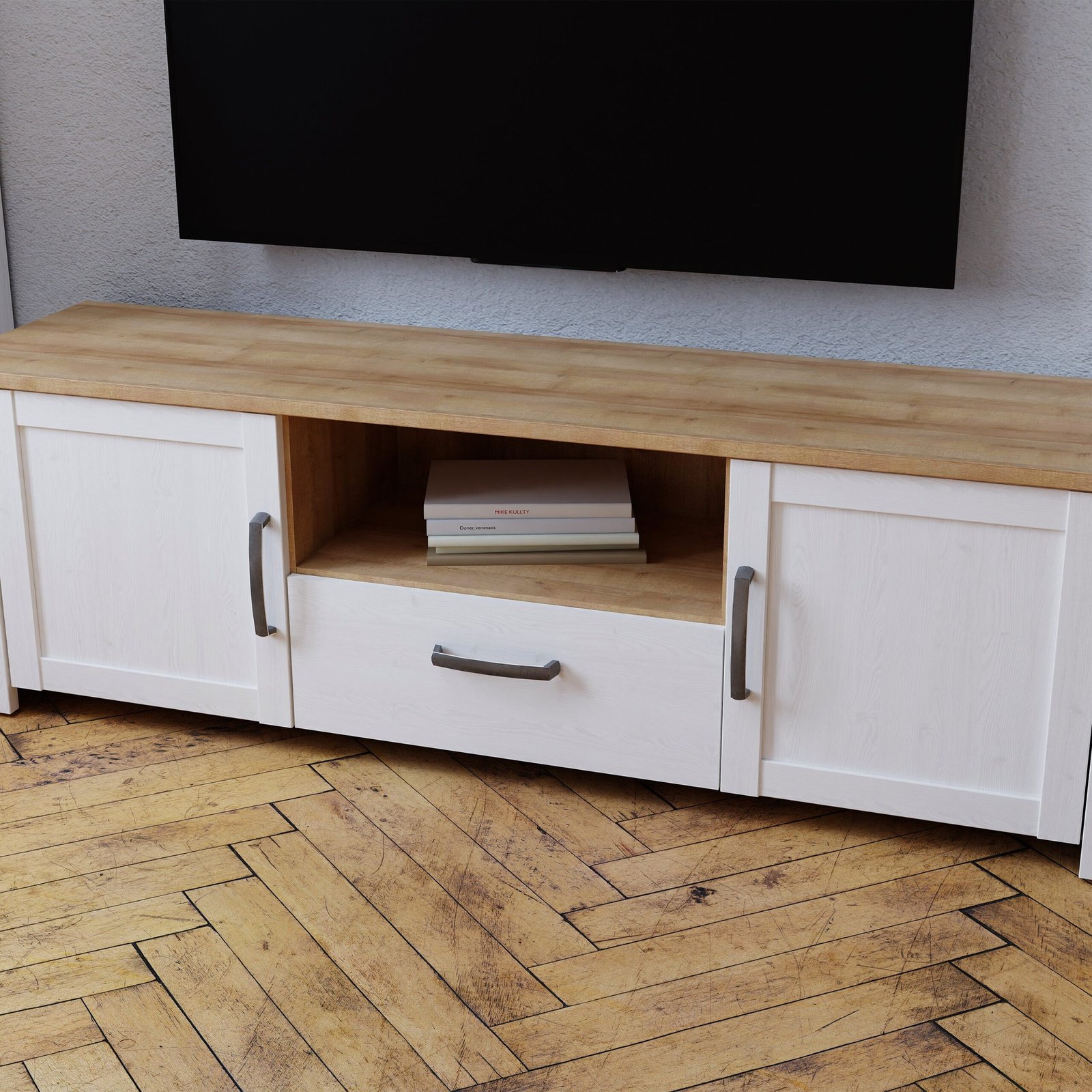801BHLT131-M482_9-scaled-2.jpg Bohol 2 Door 1 Drawer TV Unit in Riviera Oak/White - Image 1