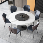 Almond Round Meeting Table with Custom Design Options