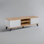 Bogota Wooden TV Stand in Grey and Riviera Oak - 160cm