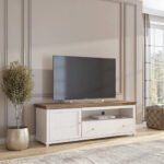 Evora Wooden 1 Door 1 Drawer TV Stand in Abisko Oak and Oak Lefkas - 181cm