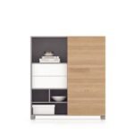 Low Height Open Shelf With Wooden Door Cabinet – Durable EGGER® Material