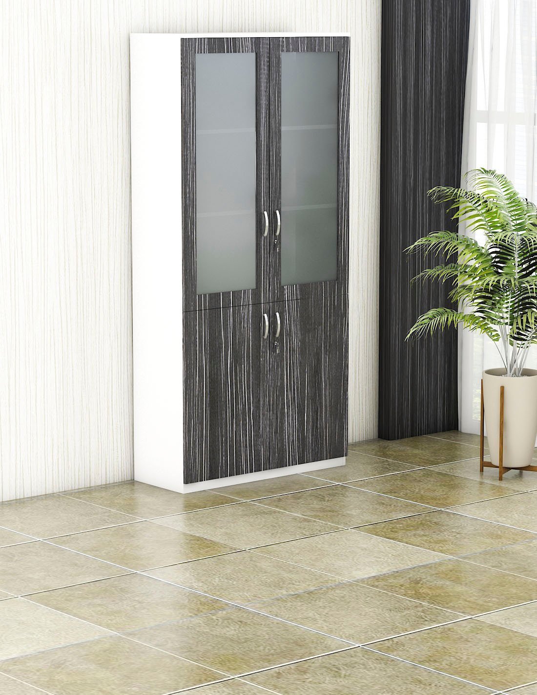 Storage1-1-1.jpg Custom-Made Full Height Cabinet with Open Shelves and Drawer | EGGER® Germany Board - Image 1