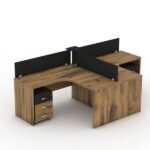 T Shape Two Cubicle Workstation with Cable Management