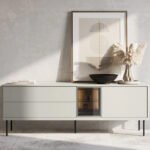 Epiro Small Wooden TV Stand in Cashmere & Dark Oak - 161cm - UK