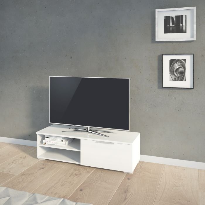match-tv-unit-1-drawers-2-shelf-in-white-high-gloss-furniture-one-shop4-1.jpg Match TV Unit 1 Drawers 2 Shelf in White High Gloss - Image 1