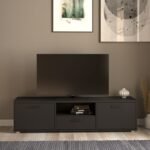 Media TV-unit with 2 doors 1 drawer 147 cm Black - UK