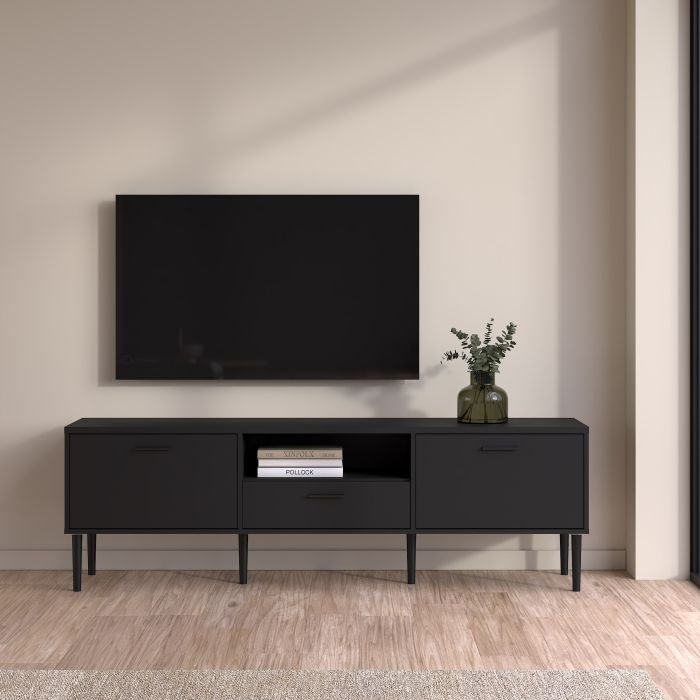 media-tv-unit-with-2-doors-1-drawer-in-black-uk-furniture-one-shop-bristol4_8b0418d3-2e60-4c27-9048-be174b7e4d74-1.jpg Media TV-Unit with 2 Doors 1 Drawer in Black - UK - Image 1