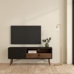 Ry TV-unit 1 door + 1 drawer in Matt Black Walnut - UK