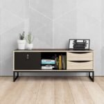 Stubbe TV Unit 1+2 drawers and open shelf in Matt Black Oak - UK